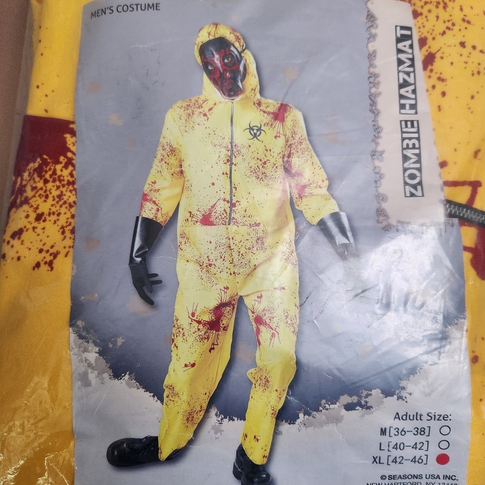 Seasons USA Men's Zombie Hazmat Adult Halloween Costume Set Yellow XL (42-46)